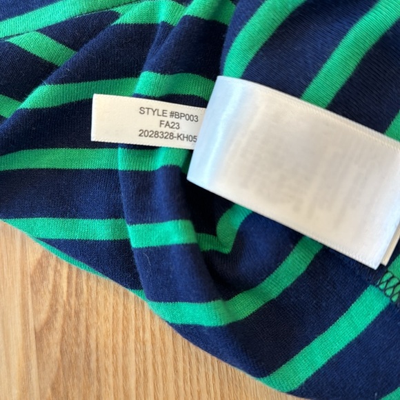 J Crew Perfect Fit Elbow Length Tee Navy/Green stripe - Picture 4 of 7